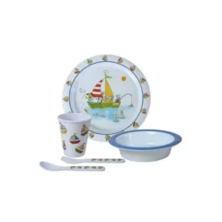 FLAMEFIELD Set Vaisselle Enfant 5 Pièces Bateau